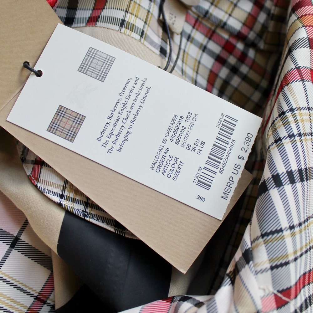 NWT Burberry Check Rain Trench Coat, US 4 - Picture 5 of 16